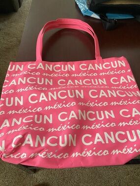 Pink 'Cancun México' Canvas Tote Bag